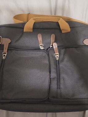 Classic Black Canvas Men's Convertible Backpack with Tan Features